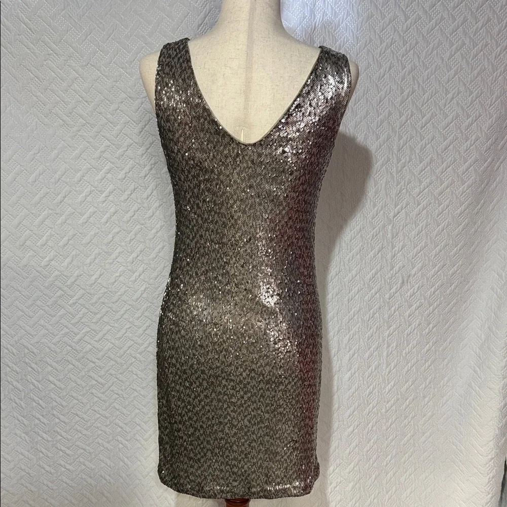 White House Black Market Shimmering Silver Mini Dress - Picture 3 of 4
